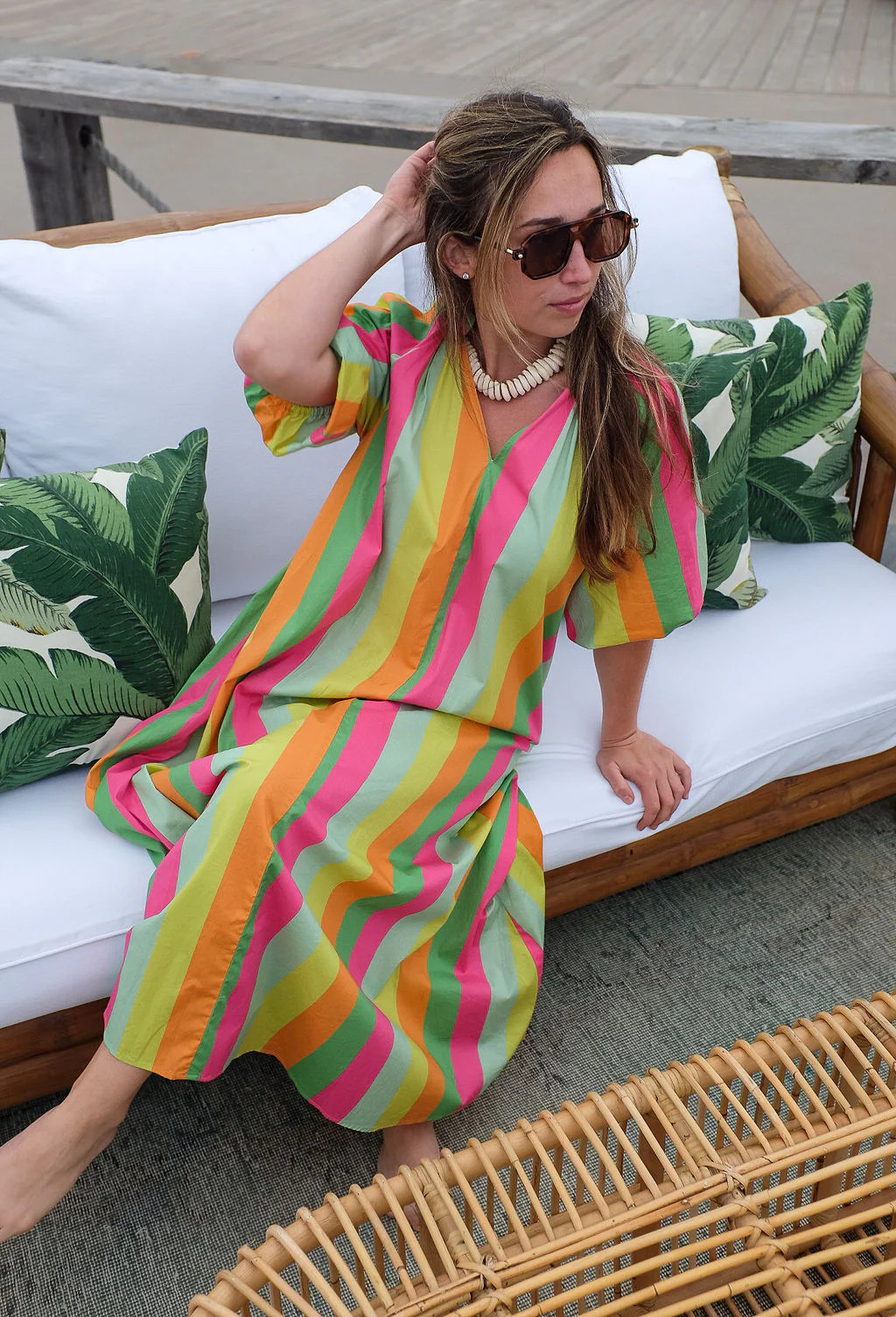 Downtime Caftan - Cabana Stripe | Quiet Culture