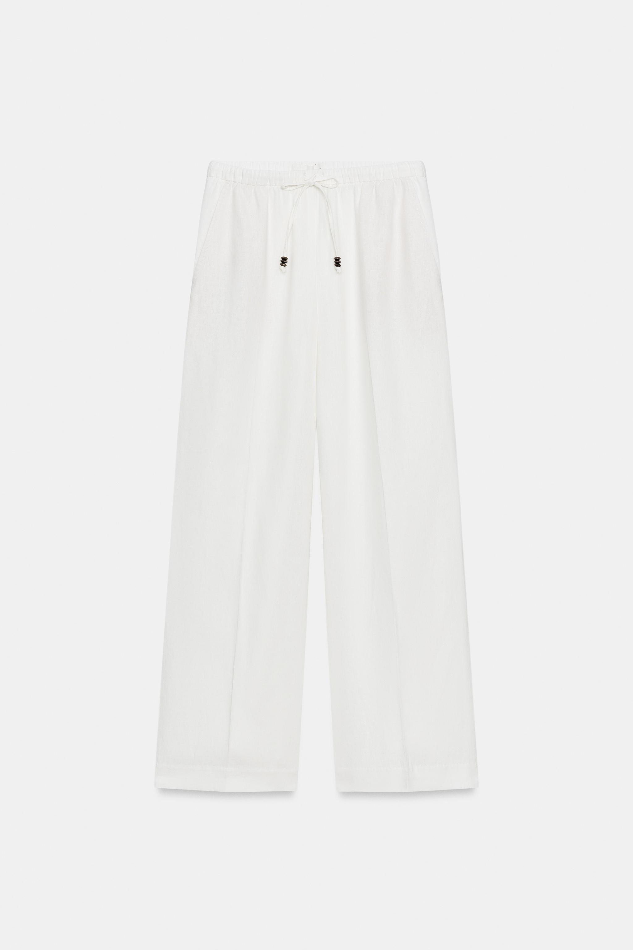 LINEN STRAIGHT LEG PANTS | Zara US