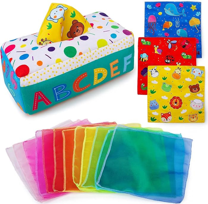 teytoy My First Baby Tissue Box, Soft Stuffed High Contrast Crinkle Montessori Square Sensory Toy... | Amazon (US)