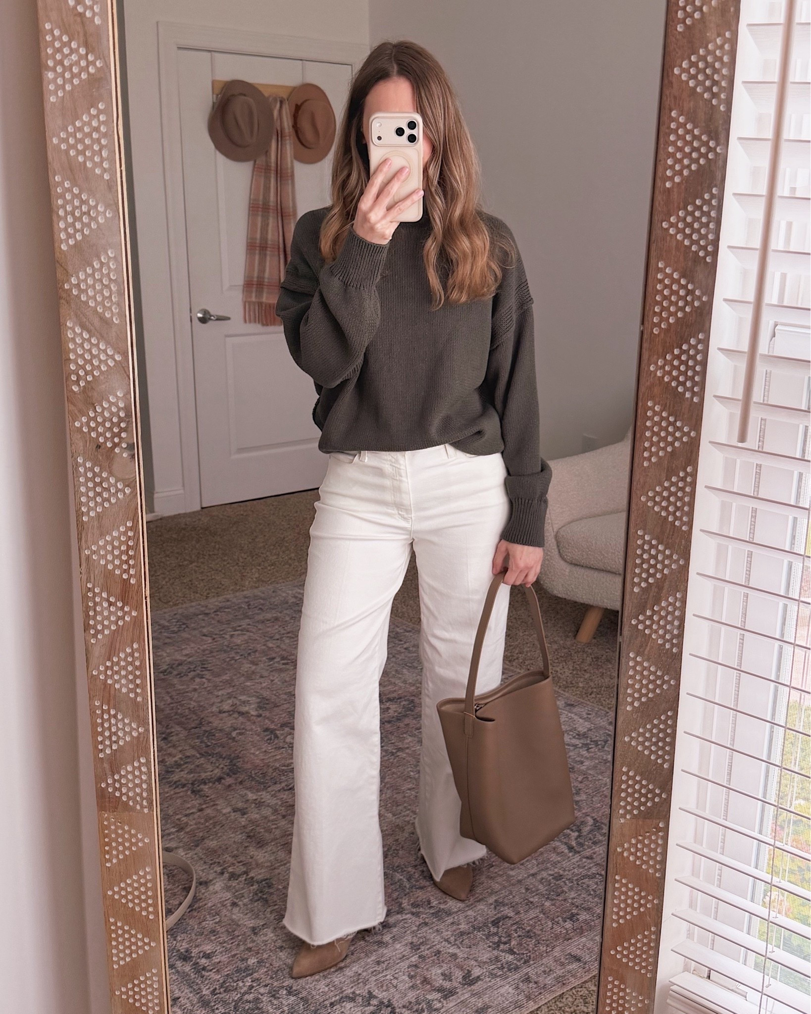 This olive green sweater paired with wide leg white jeans is giving all the fall outfit vibes I needed, and it's from the Nordstrom Anniversary NSale!

#LTKWorkwear #LTKSaleAlert #LTKOver40