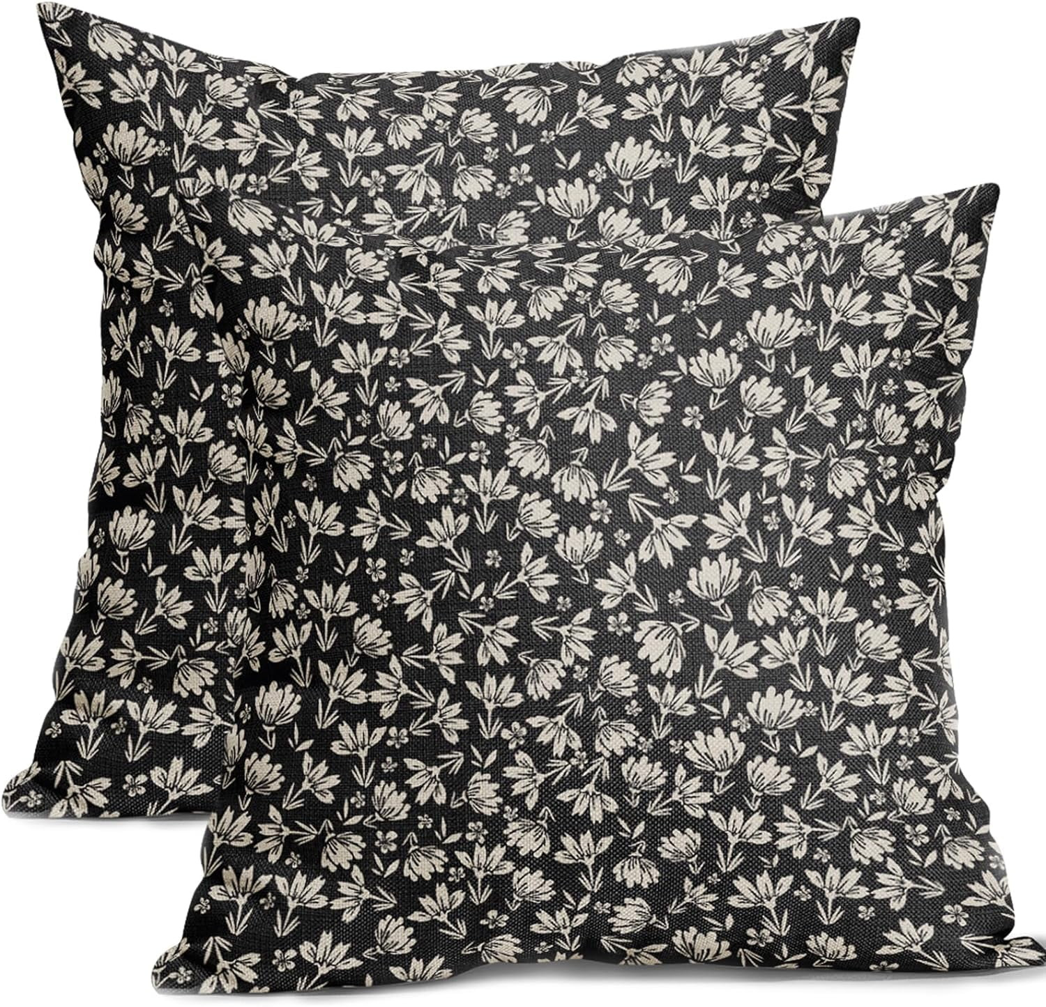Vintage Floral Pillow Covers 16x16 Set of 2 Black Old White Floral Outdoor Decorative Throw Pillo... | Walmart (US)