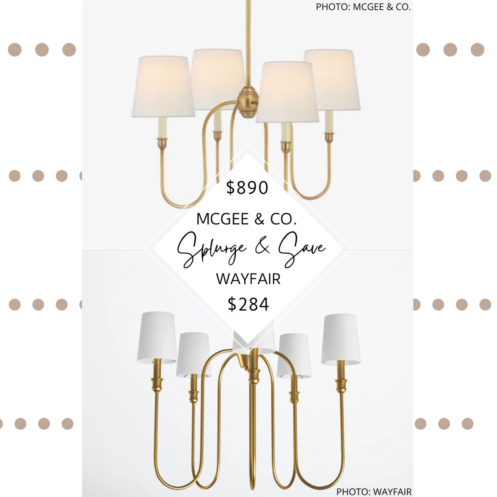 McGee and Co.’s Vendome Small Chandelier features a traditional design, curved candelabra arms, is 26" wide, and comes in bronze, silver, nickel, and brass. 

Wayfair’s Sanibel Dimmable Classic / Traditional Chandelier comes in bronze or brass and features a classic design, white shades, candle-style lighting, and is 27" wide.

#LTKhome #LTKstyletip #LTKsalealert