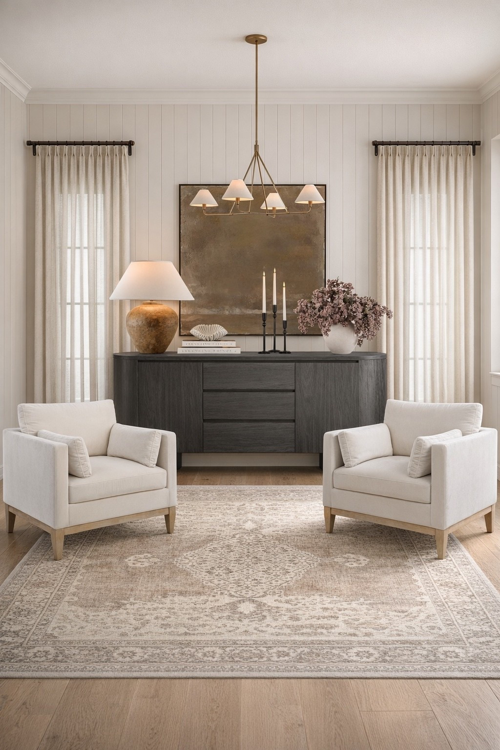 The cutest little sitting space, all from Amazon! I love showing you guys multiple ways to style the same piece—because all of our homes and overall needs are different. This sideboard will always be a favorite—I love the black too! This space is cozy, functional, and can be used for many purposes—office, hosting, etc! 

#LTKHome