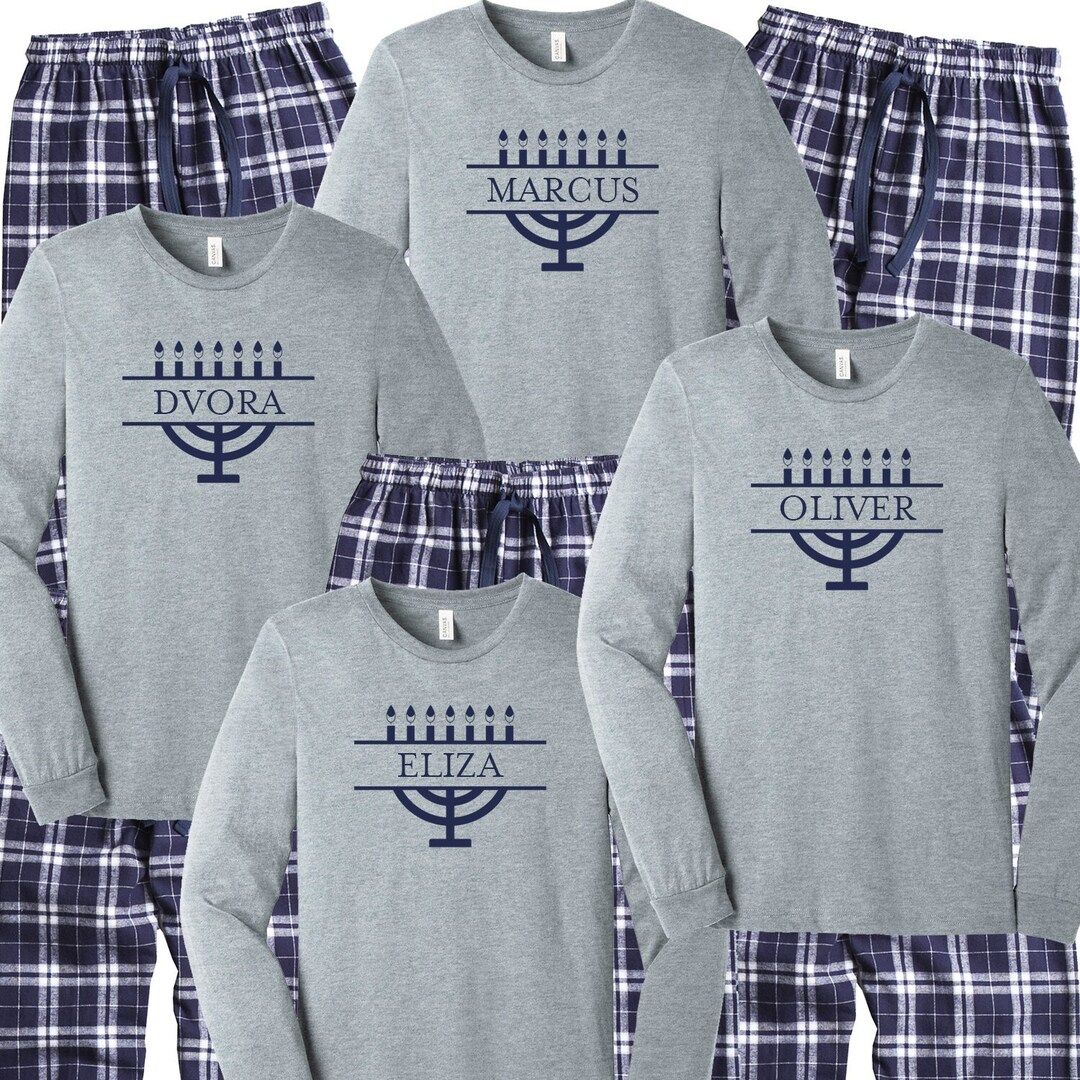 Personalized Hanukkah Pajamas, Custom Menorah Family Pjs, Festival of Lights 2022 Matching Family... | Etsy (US)