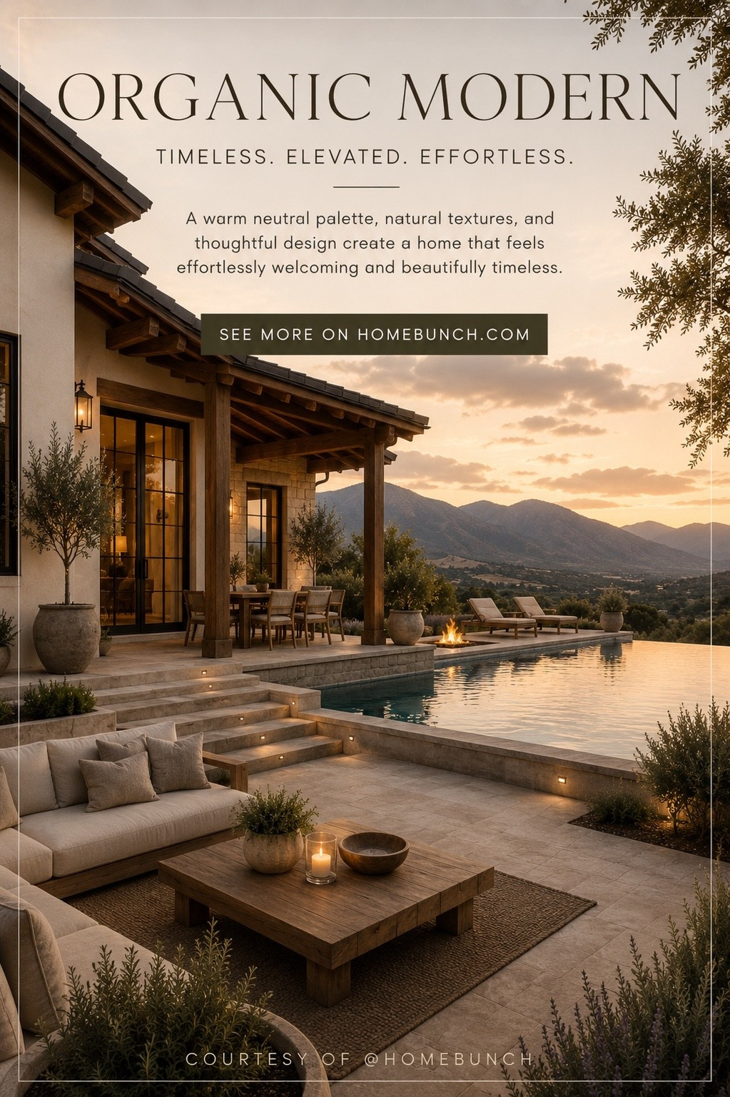Imagine ending every day here…

An infinity-edge pool overlooking the mountains, warm stone, soft landscaping, and comfortable outdoor living spaces come together to create a backyard that's equal parts relaxing and timeless.

If this is your dream outdoor space, you'll find even more inspiring homes and design ideas on HomeBunch.com.

#ltkhome #backyardgoals #luxuryhome #poolinspiration #organicmodern #modernmediterranean #outdoordesign #neutralhome #dreamhome #homebunch

#LTKsummer #LTKhome #LTKover50style