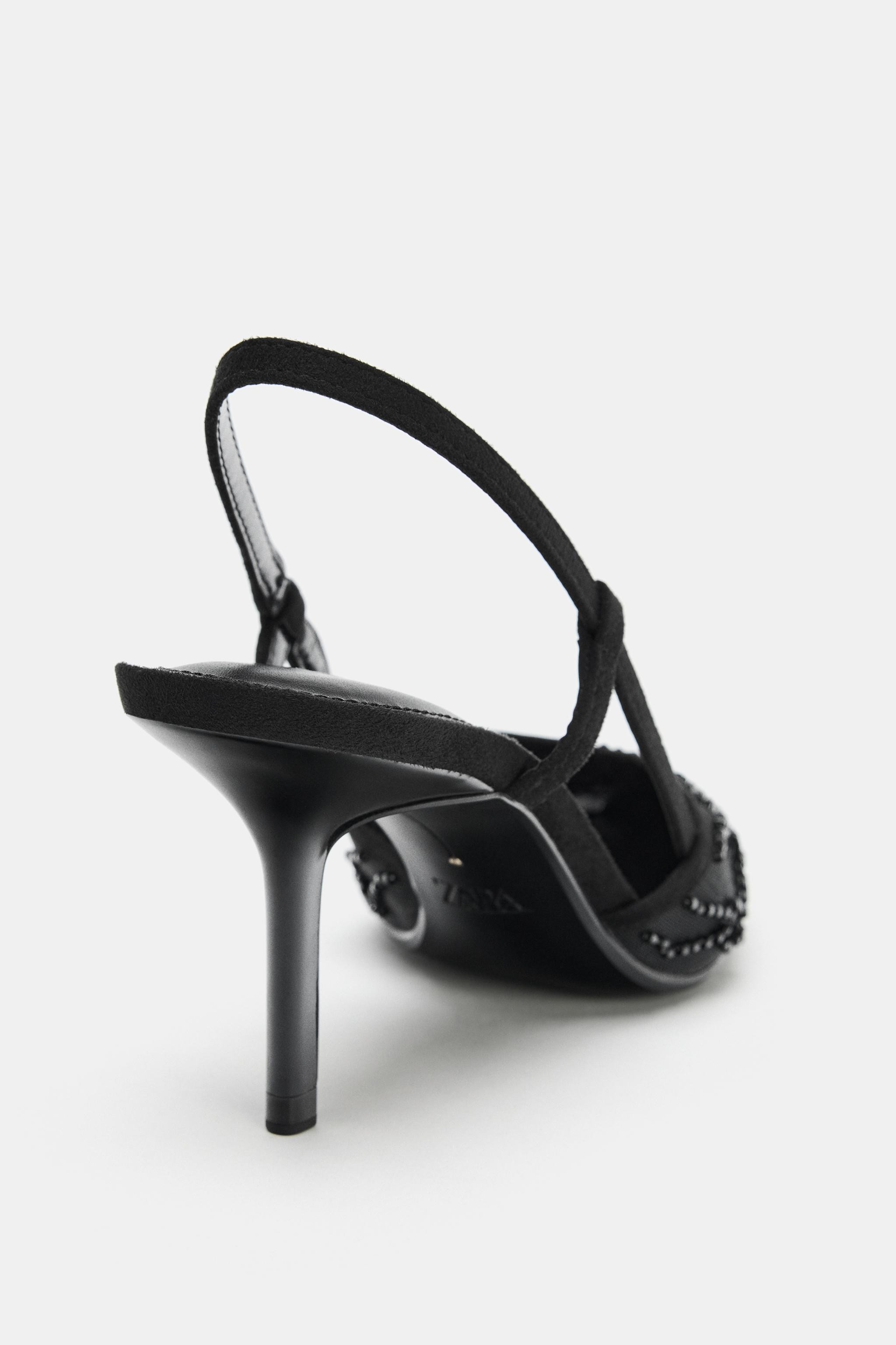 SPARKLY MESH SLINGBACK HEELS | Zara Canada