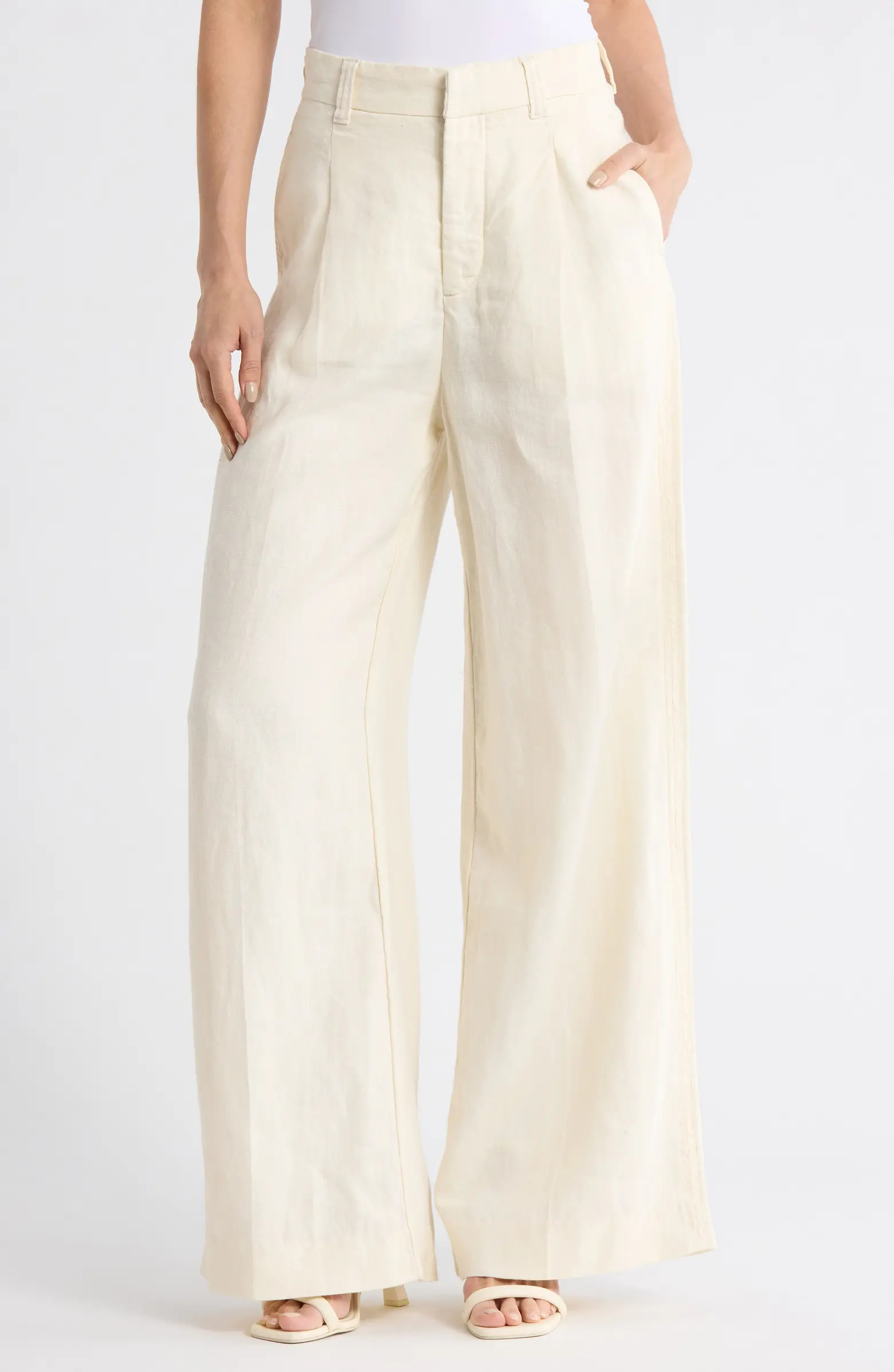 DL1961 Hepburn Pleated High Waist Wide Leg Linen Pants | Nordstromrack | Nordstrom Rack
