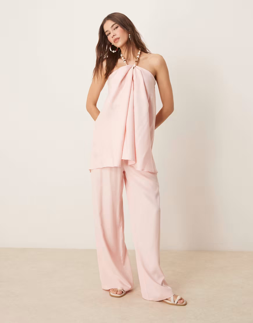 ASOS DESIGN super wide leg pants in light pink (part of a set) | ASOS (Global)