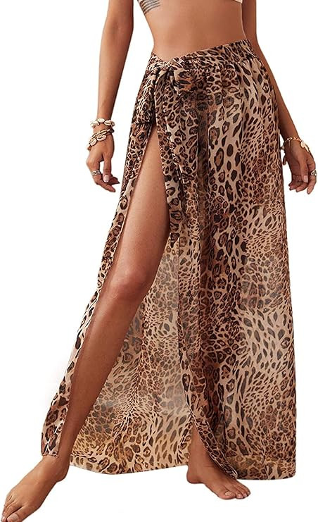Floerns Women's Sheer Beach Swimwear Cover Up Wrap Skirt | Amazon (US)