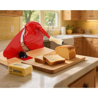 7.8 in Stainless Steel Blade Full Tang Manual Bread Slicer Adjustable Edge Hand Crank Bread Knife with Wood Handle | The Home Depot