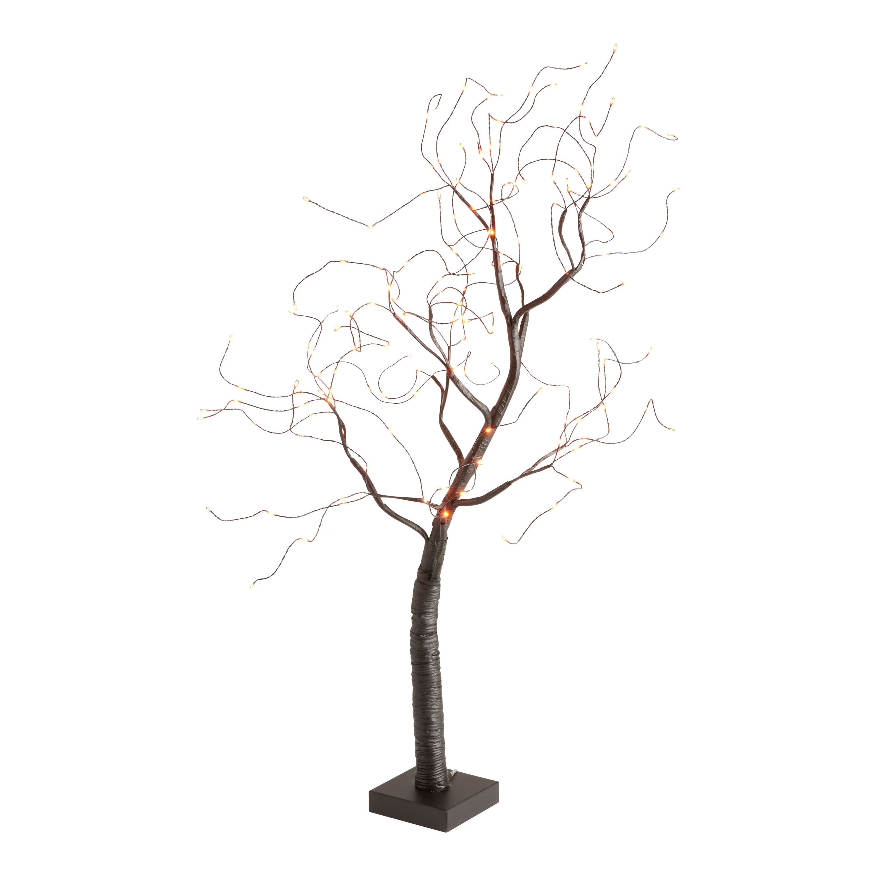 Black Metal and Orange Micro LED Pre Lit Electric Tree Decor | World Market