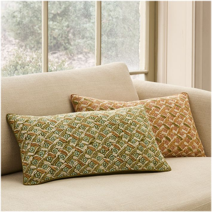 Pierce & Ward Floral Lattice Lumbar Pillow Cover | West Elm (US)