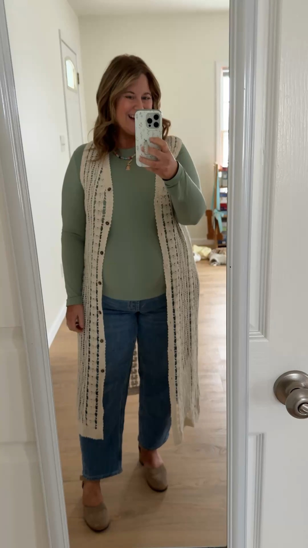 Wearing a XXL in my long sleeve top and a L/XL in my crochet duster/coverup.  My barrel jeans are a 14 maternity but I linked the non maternity version too  

#LTKMidsize #LTKSeasonal #LTKBump