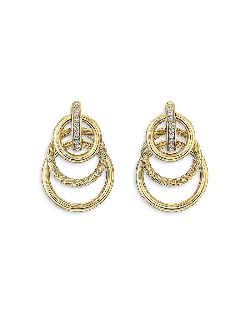 Dy Mercer Triple Ring Drop Earrings in 18K Yellow Gold with Diamonds, 35.6mm | Bloomingdale's (US)