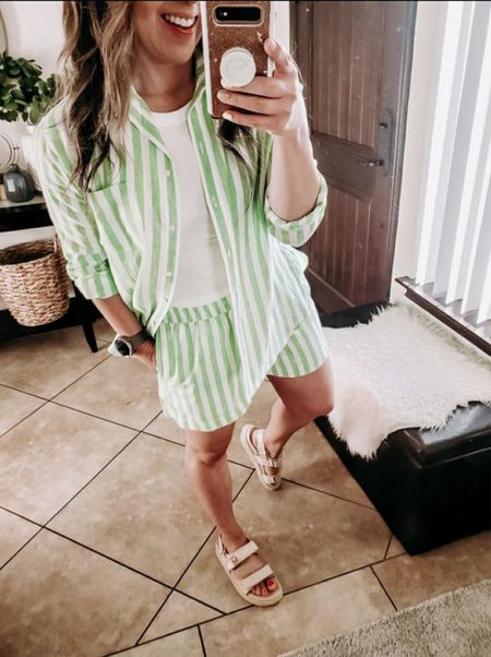 Great casual outfit for spring and summer. The shorts are lightweight and pull on and on sale under $15. Linen shorts, summer style, sandals, old navy, Target style  

#LTKSaleAlert #LTKFindsUnder50 #LTKShoeCrush