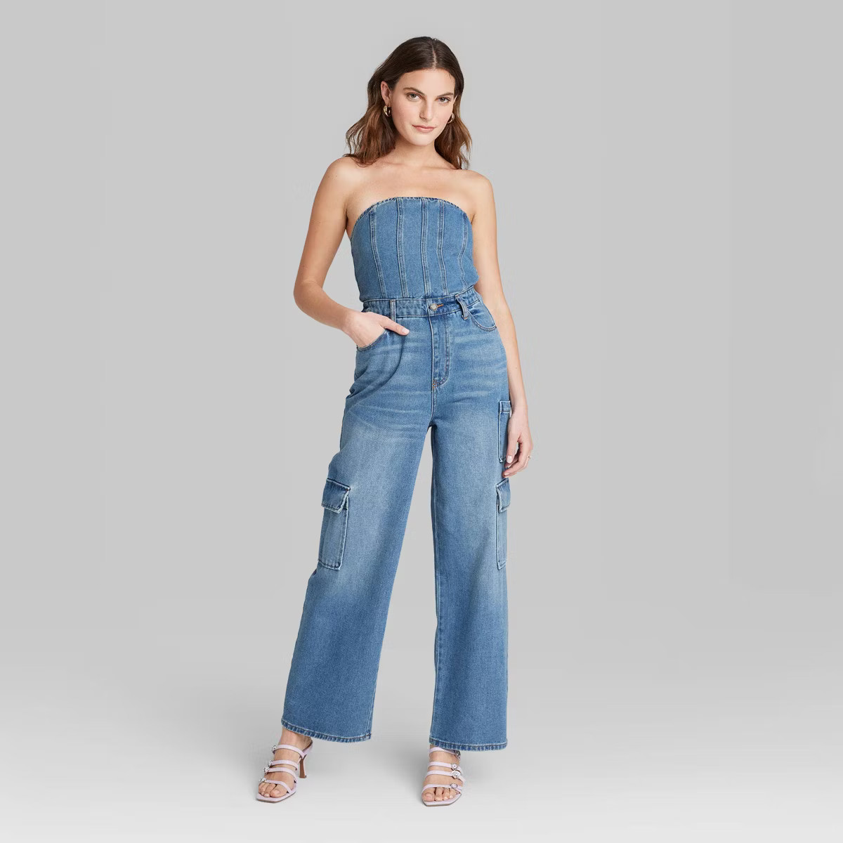 Women's Tube Cargo Denim Jumpsuit - Wild Fable™ | Target