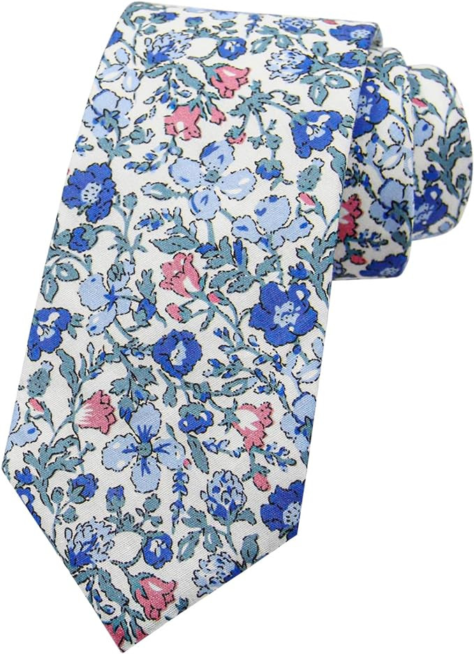 Mantieqingway Men's Cotton Printed Floral Neck Tie Skinny Tie | Amazon (US)