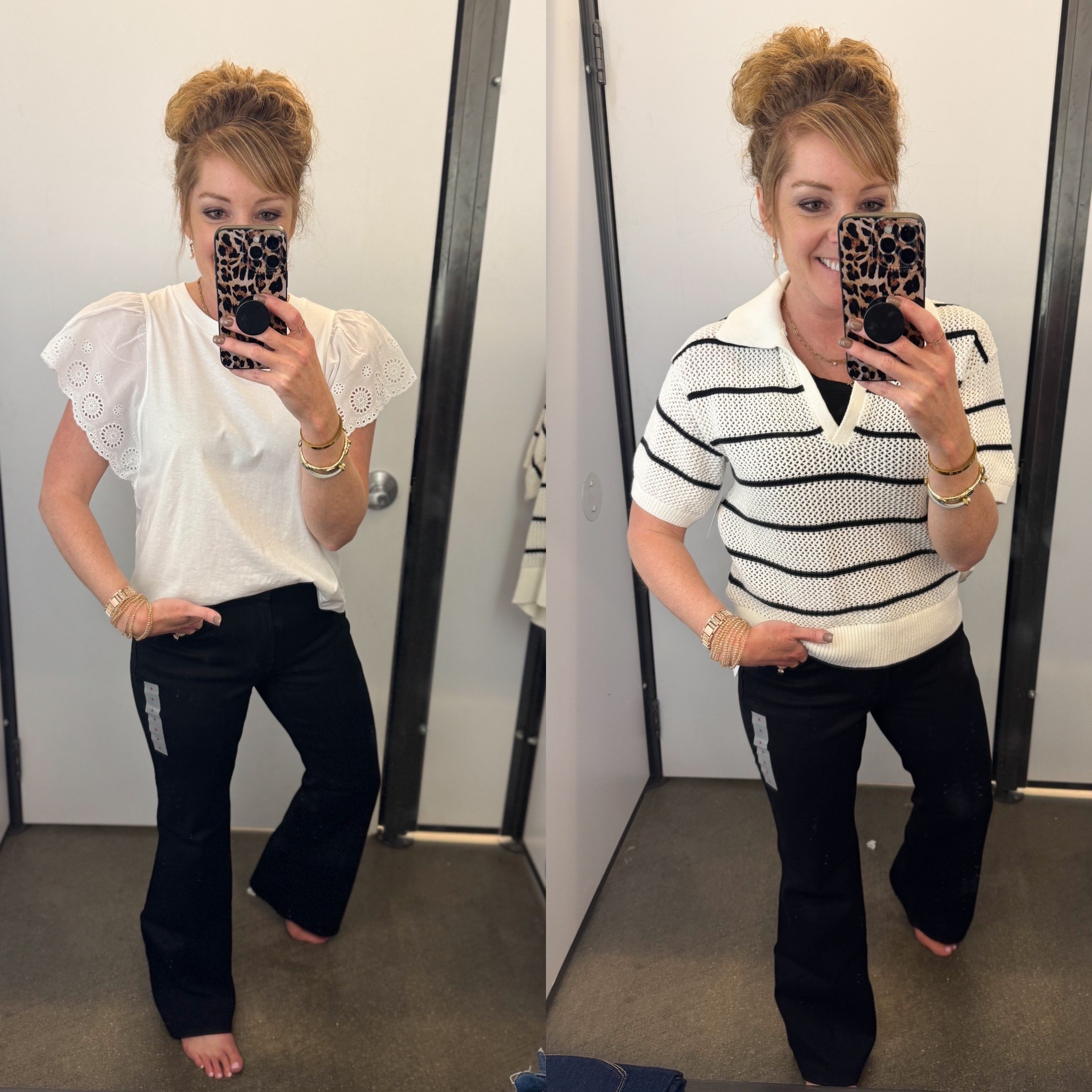 Old navy workwear / spring outfit Wearing size/ date night outfit 

B&W sweater- size medium 
Flutter sleeve top- size medium but could’ve done a small
Black jeans- size 4 reg, TTS 

#LTKFindsUnder50 #LTKOver40 #LTKWorkwear