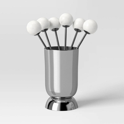 7pc Stainless Steel Cocktail Picks with Holder Silver - Threshold™ | Target