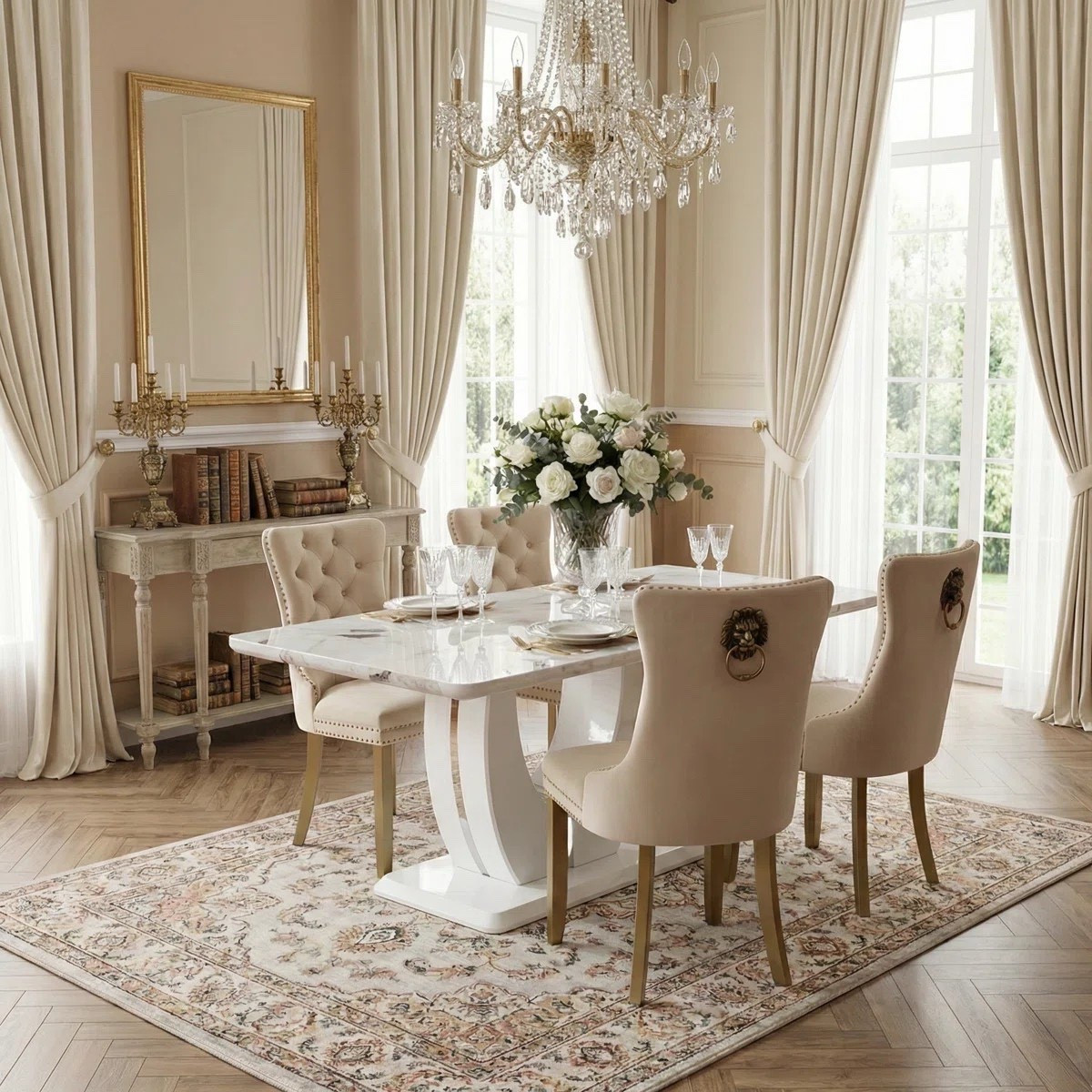 Designed for hosting in style — this dining set turns every meal into a beautifully elevated experience. ON SALE and under $1,000.

Keywords:

* faux marble dining set
* velvet dining chairs
* tufted dining chairs
* modern dining table set
* glam dining table
* 5 piece dining set
* rectangular dining table
* luxury dining furniture
* dinner party setup
* dining room decor
* apartment dining ideas
* hosting at home
* home entertaining
* modern dining space
* interior design ideas
* luxury home decor
* modern glam aesthetic
* luxury interior design
* editorial home style
* statement furniture
* high-end home decor
* elegant dining aesthetic
* curated living space
* chic apartment style

#LTKSeasonal #LTKHome #LTKSaleAlert