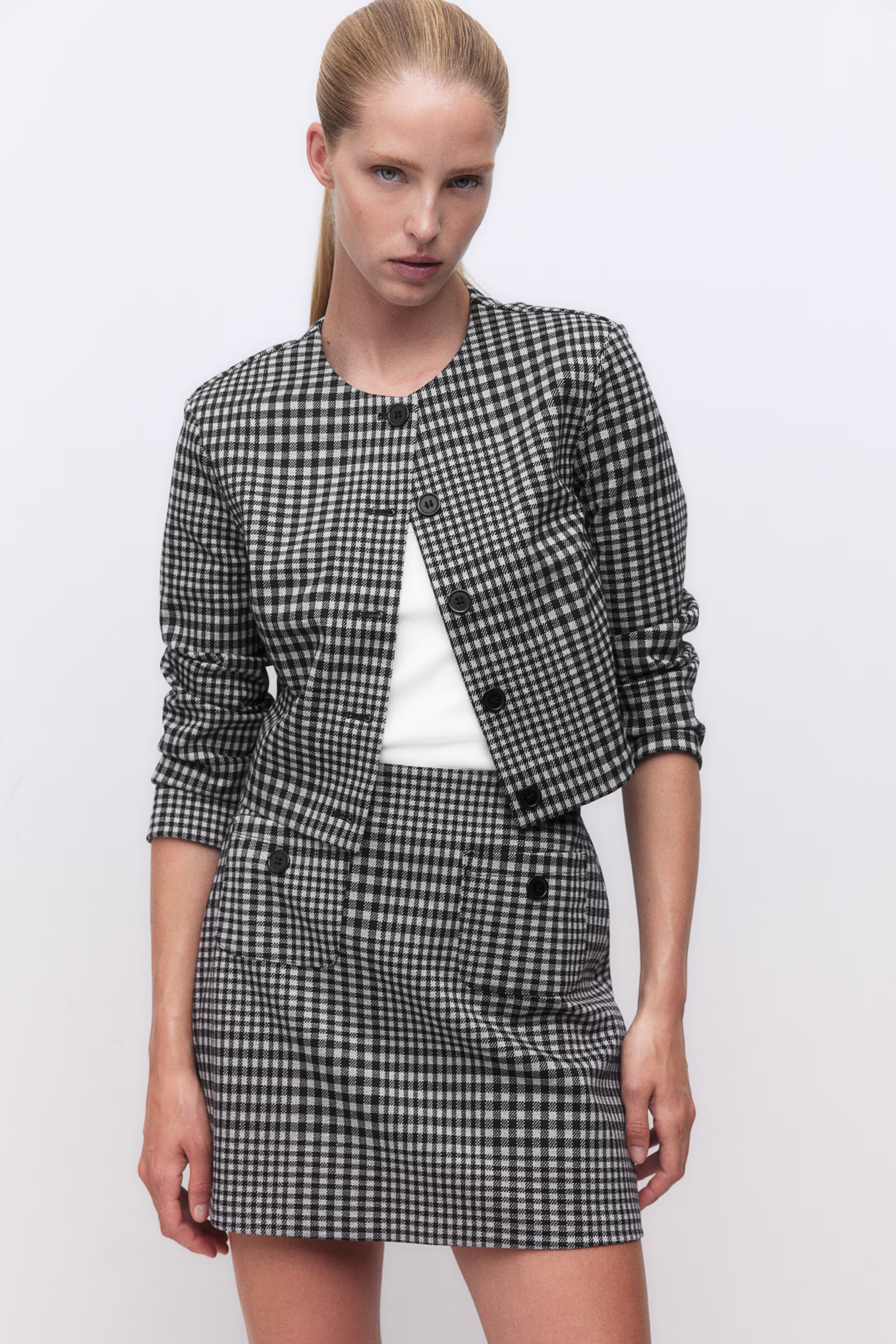 Pocket-detail mini skirt - Zwart/geruit - DAMES | H&M NL | H&M (DE, AT, CH, NL, FI)