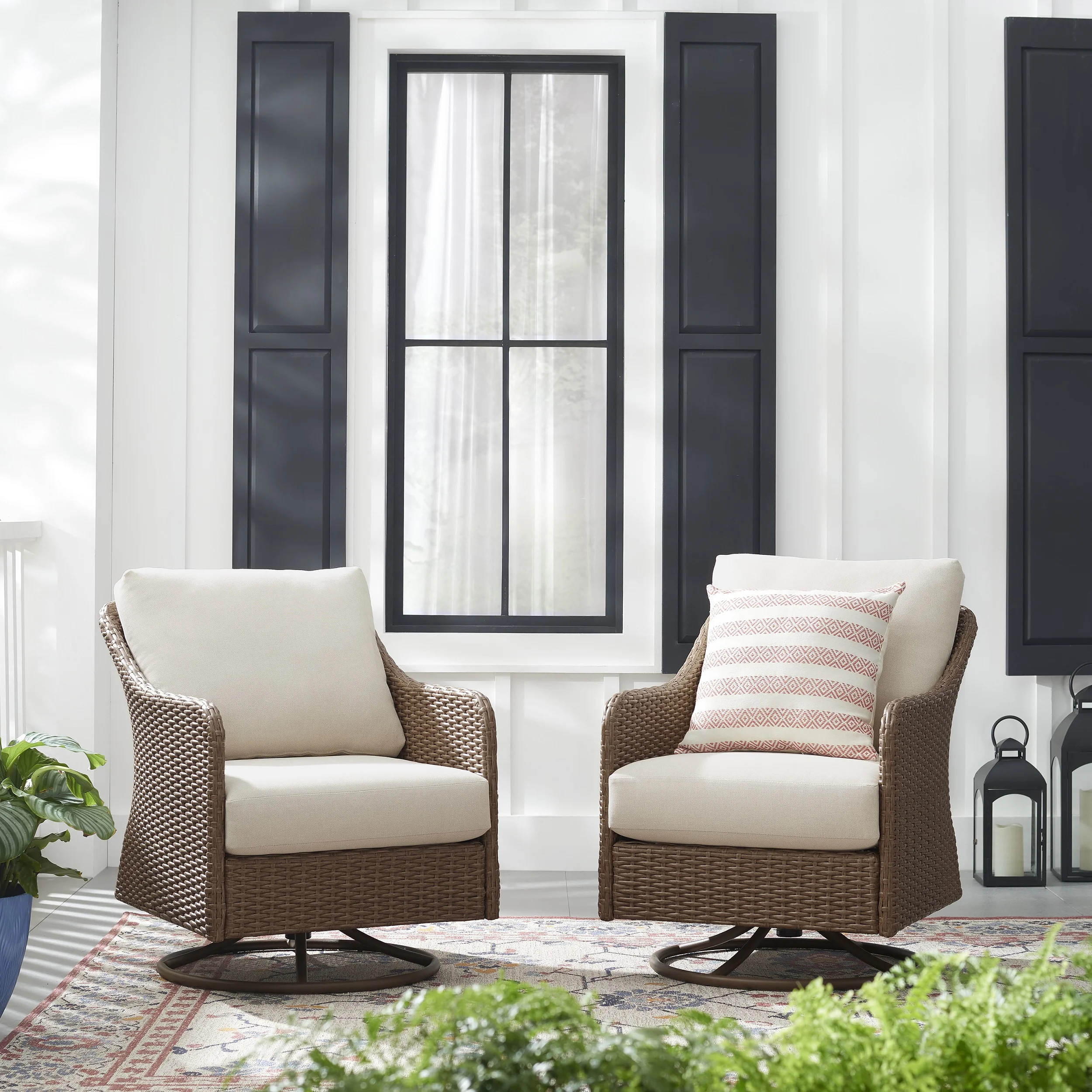 Mainstays Chelsea Outdoor Wicker Swivel Rocker, 2 Pack | Walmart (US)