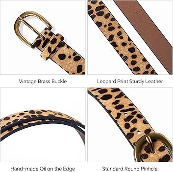 Womens Leopard Print Belt Animal Print Belt for Women Leather Waist Belt Zebra Belts for Jeans/dr... | Amazon (US)