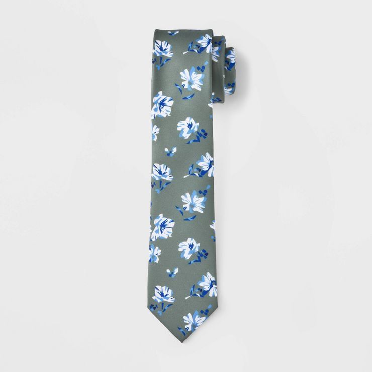 Men's Floral Print Tie - Goodfellow & Co™ Green One Size | Target