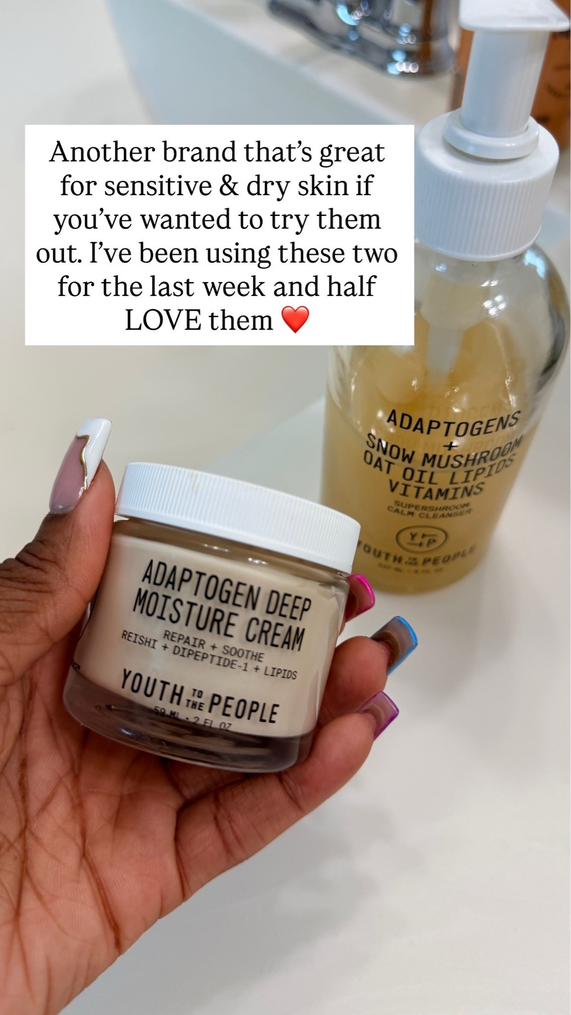 Another favorite for my sensitive, dry skin! 🤍
I've been using the Youth To The People cleanser and Adaptogen Deep Moisture Cream for some time now and I love them. They leave my skin feeling clean, calm, and hydrated without stripping it. Definitely worth trying!

#LTKBeauty #LTKmorningroutine #LTKselfcare