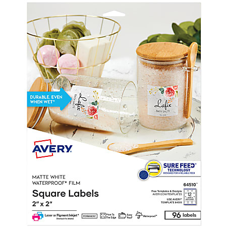 Avery Durable Oil Resistant Waterproof Print to the Edge Labels With Sure Feed Technology 64510 2... | Office Depot and OfficeMax 