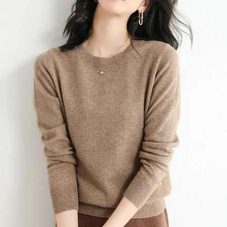 Brown Sweatshirts for Women Light Sweaters for Women Long Sleeve Crew Neck Lightweight Soft Knitted Pullover Knitted Blouse Fall Trendy Outfits | Walmart (US)