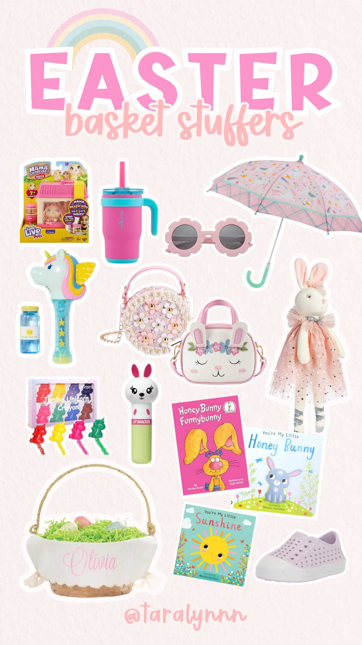 Easter Basket Stuffers for Girls 🐰

#easter #easterbasket #basket #basketstuffer #basketfiller #girls #girl #giftidea #toddler #toddlergirl #bunny #easterbunny #book #spring #springbook #unicorn #tumbler #sunglasses #purses #bubbles

#LTKkids #LTKfamily #LTKSeasonal