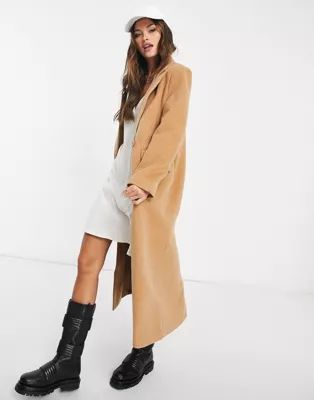 Missguided oversized longline coat in camel | ASOS (Global)