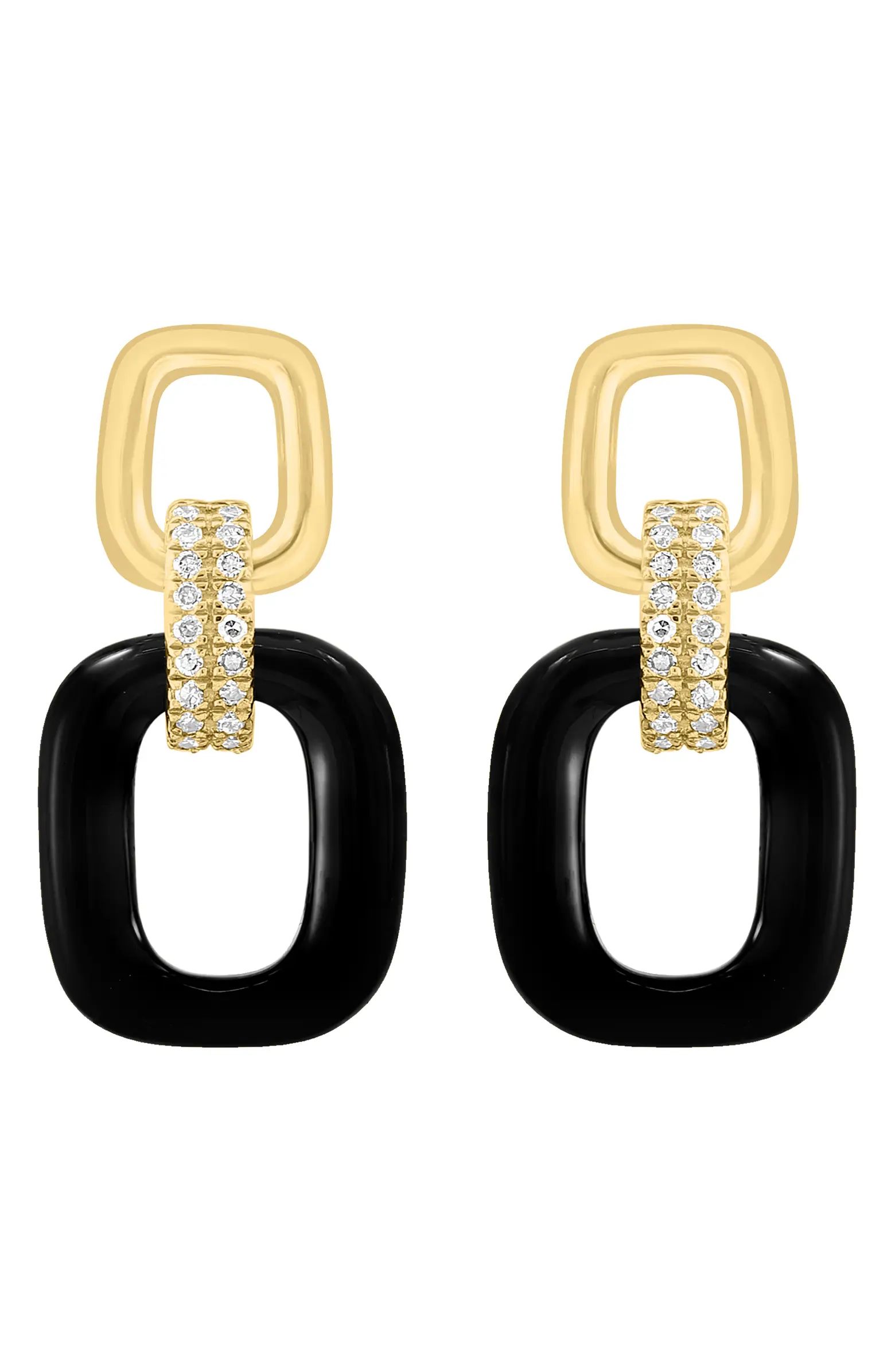 Onyx & Diamond Link Drop Earrings - 0.14ct. | Nordstrom Rack