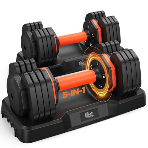 Adjustable Dumbbells Set 25LB, Weights Dumbbells Set 5/10/15/20/25lbs, Anti-Slip Handle for Exercise Fitness Workout Adjustable dumbbell set 2 (25, Pounds) | Amazon (US)