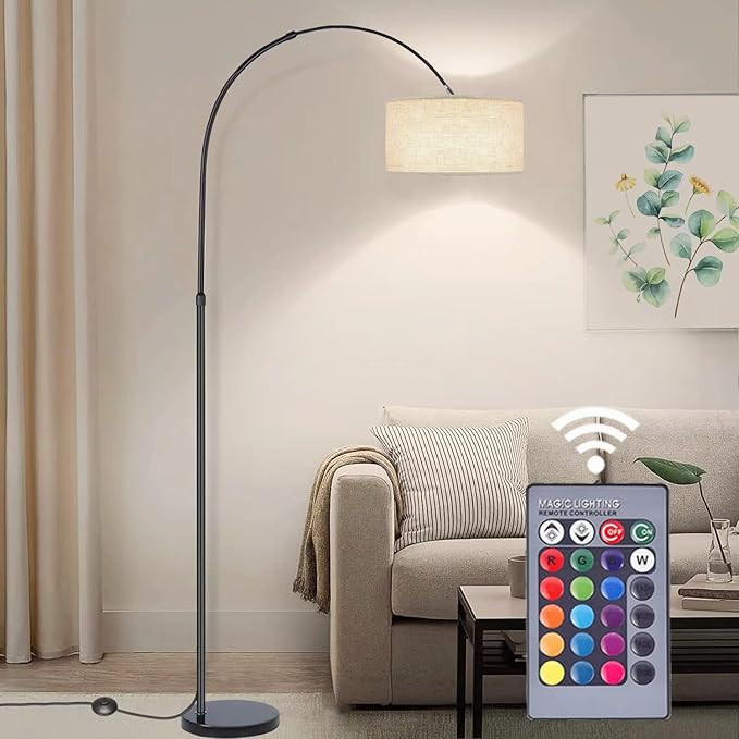 75" Tall Arc Floor Lamps for Living Room, Modern Dimmable Floor Lamp with Remote Control,16W Supe... | Amazon (US)