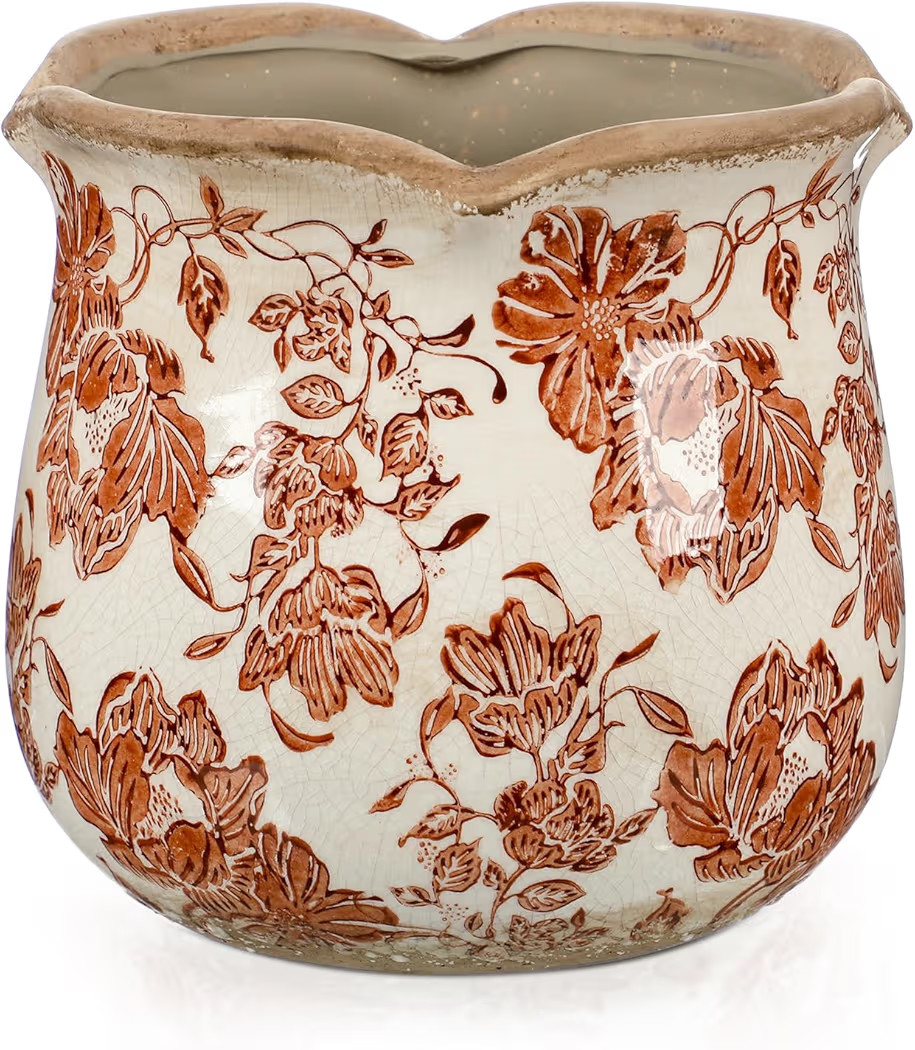 6 Inch Ceramic Plants Pots Vintage Ceramic Flower Planters Crackle Glaze Finish Flower Pots Decor... | Amazon (US)