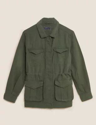 Cotton Blend Waisted Utility Jacket | M&S Collection | M&S | Marks & Spencer (UK)