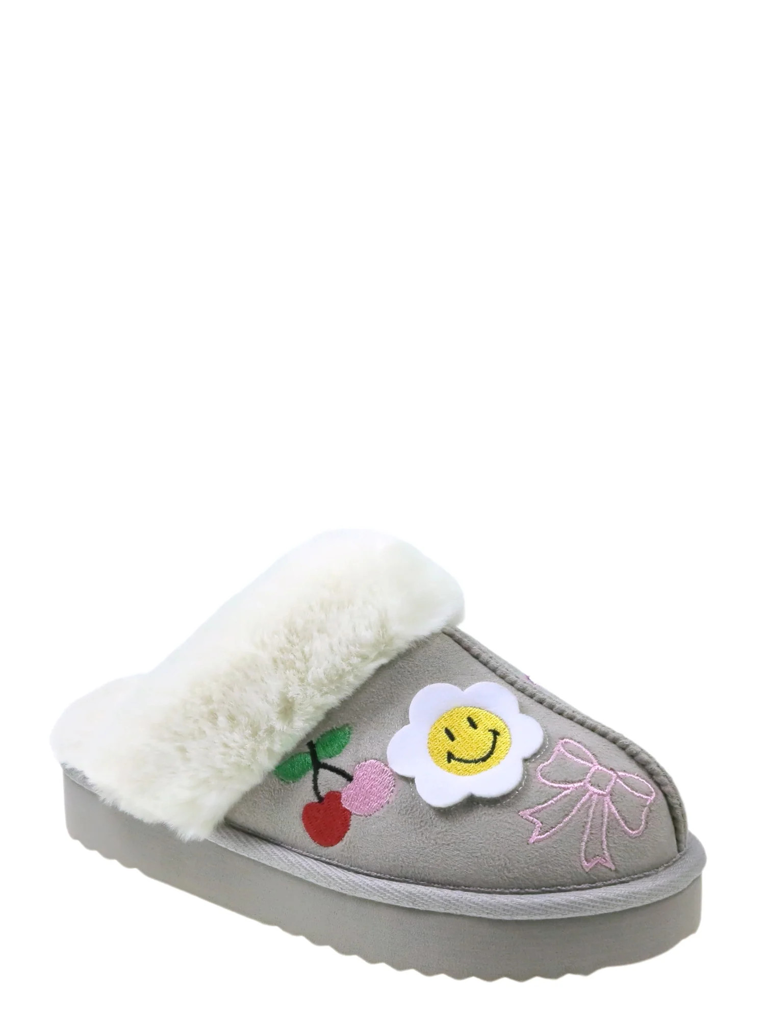 Wonder Nation Girls Scuff Slippers With Faux Fur Trim | Walmart (US)