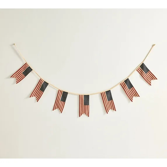 6FT Heritage American Flag Garland – Rustic 250th Anniversary Independence Day Bunting – Red ... | Walmart (US)