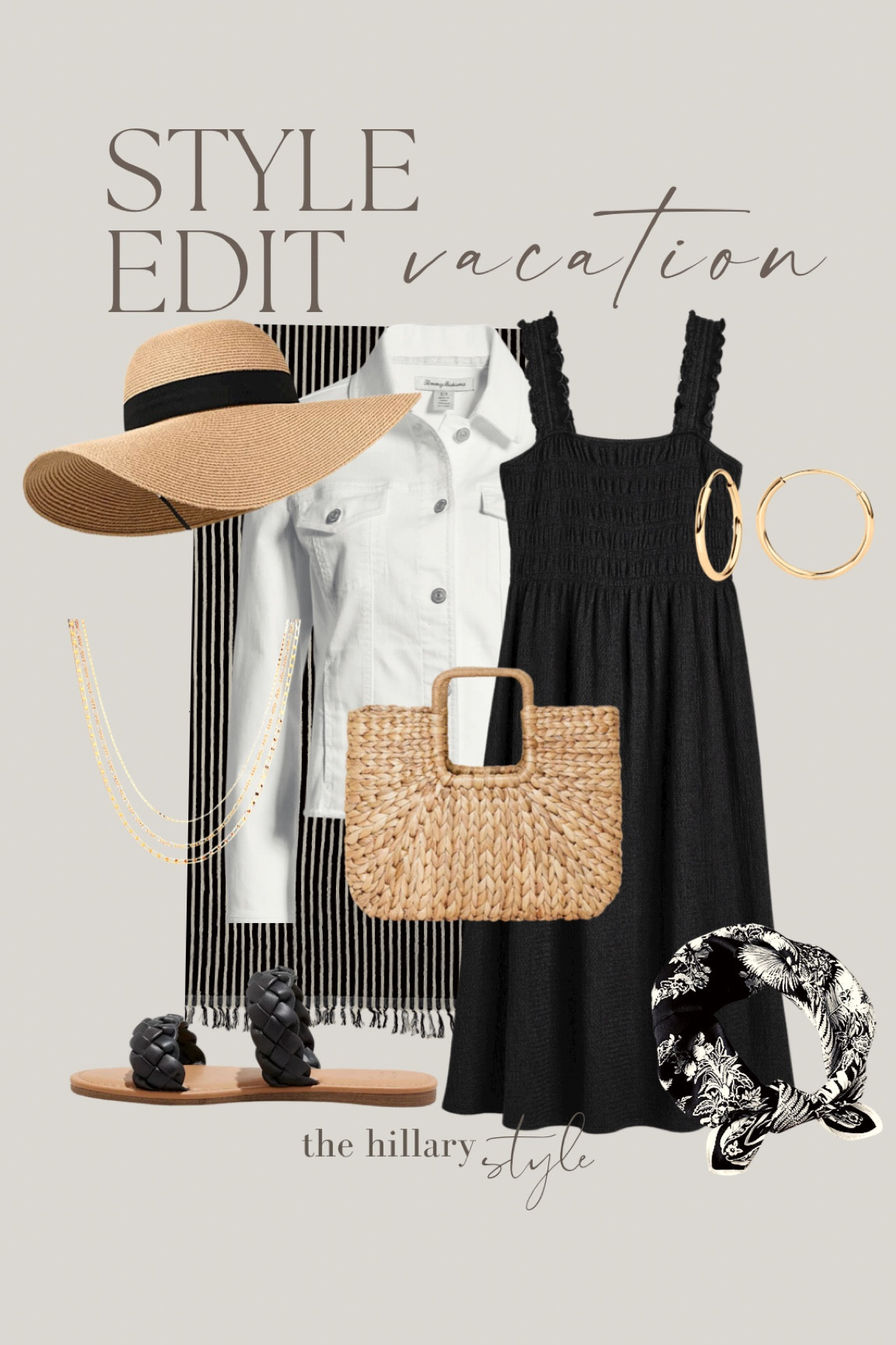 The Style Edit: Vacation. Sundress, Black
Sandals, Straw Bag, Sunhat, Gold Necklaces. Vacation outfit, Spring Break outfit 

#LTKFind #LTKstyletip #LTKfit