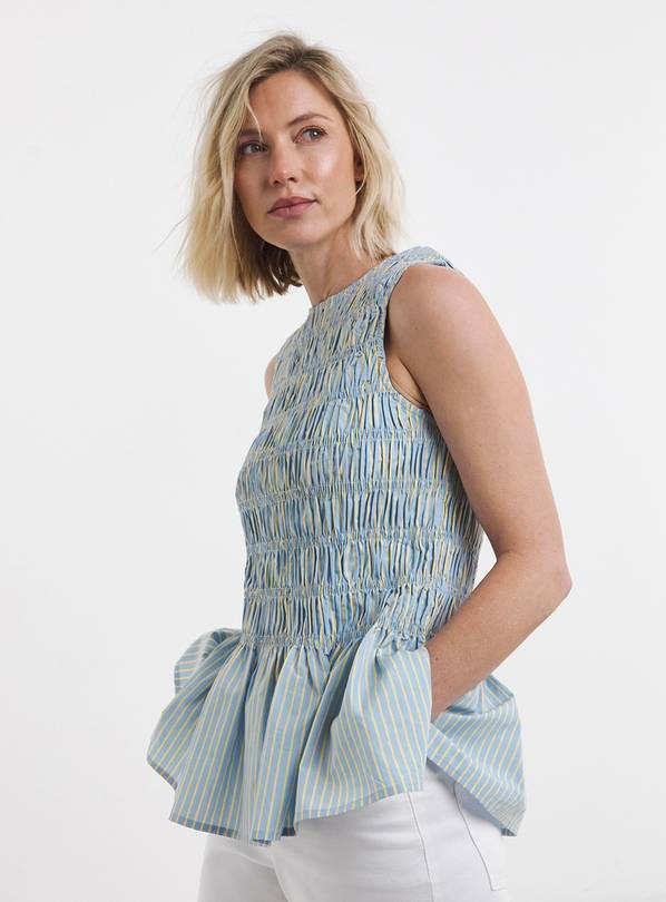 Buy JD WILLIAMS Stripe Shirred Sleeveless Peplum Top 32 | Tops | Tu | Tu Clothing