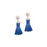 Mini Cobalt Blue Tassel Earrings with Rhinestone | Amazon (US)