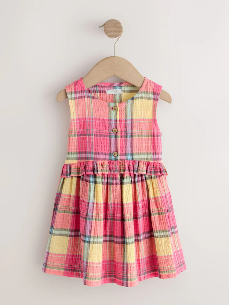 Multi Pink Check Sleeveless Peplum Dress (3mths-8yrs) | Next US