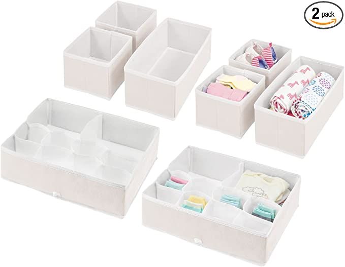 mDesign Fabric Drawer Organizer Bins, Kids/Baby Nursery Dresser, Closet, Shelf, Playroom Organiza... | Amazon (US)