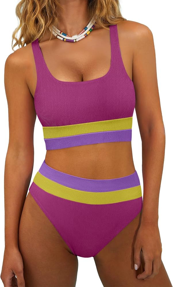 ANRABESS Bikini Sets for Women Summer 2026 High Waisted 2 Piece Bathing Suit Tummy Control Swimsu... | Amazon (US)