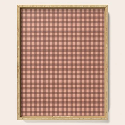 Gingham Check Pattern in Brown and Salmon Serving Tray - 18" x 14" x 1.75" | Society6