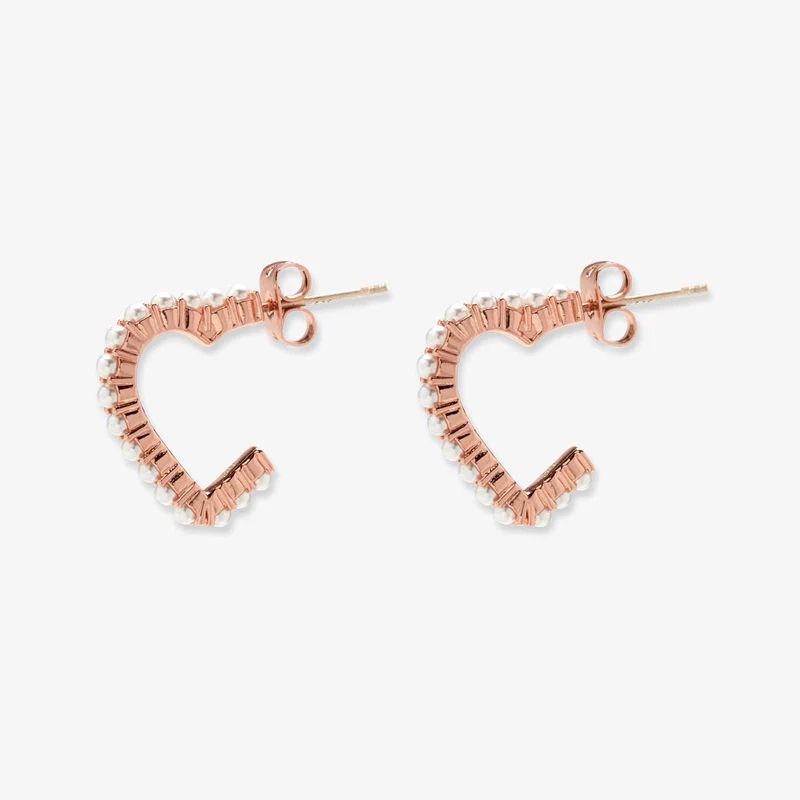 Pavé Pearl Heart Hoop Earrings - Pura Vida Bracelets | Pura Vida Bracelets