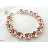 Blush Bracelet, Pink Swarovski Crystal Bridesmaids Bridal Gold Or Silver, Wedding | Etsy (US)
