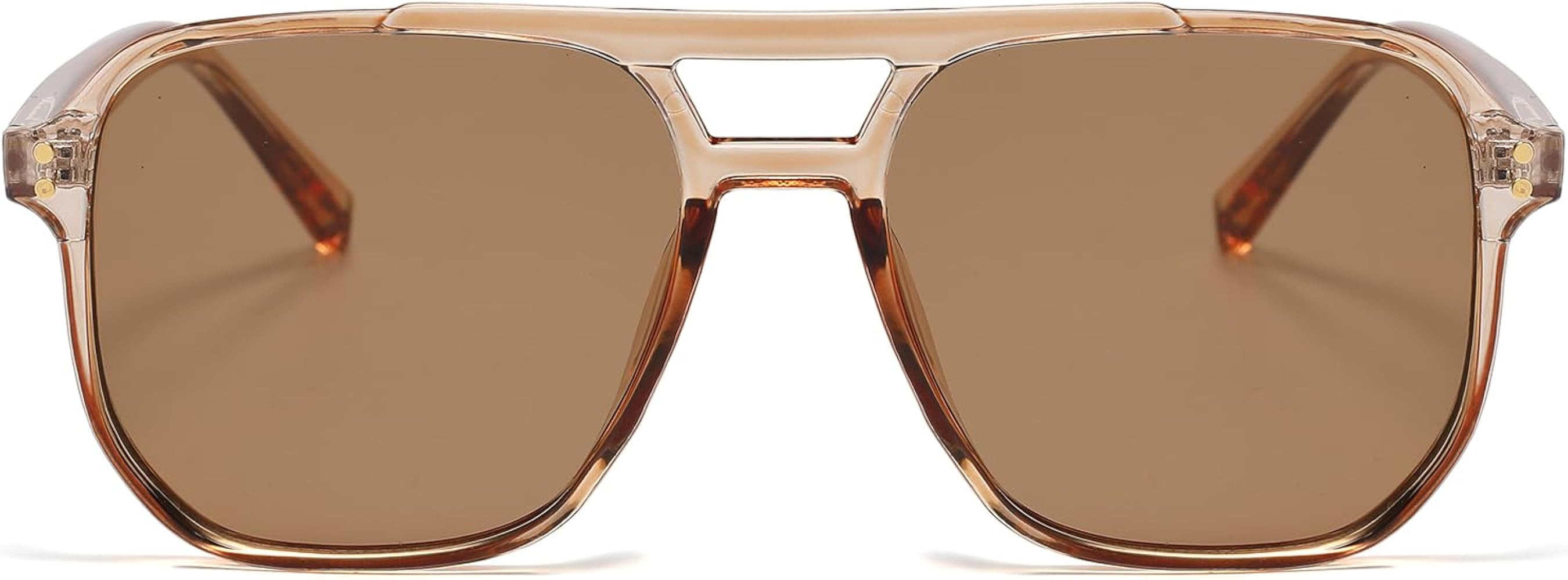 YAMEIZE Retro Pilot Sunglasses for Women Men 70s Square Vintage Oversized Double Bridge Sunglasse... | Amazon (UK)